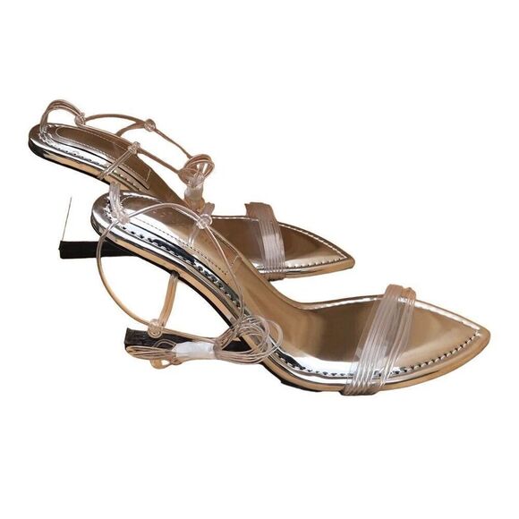 Good American Cinderella Wedge Silver Strap Sandal Size 6.5 NEW IN BOX GA080V-X - Picture 6 of 14